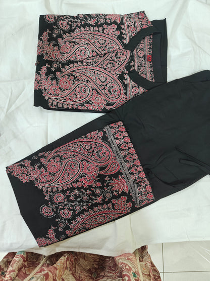 Black Cotton Kaani Printed Coord Set | 2-Piece Designer Ethnic Suit | Placement Print Kurta with Printed Palazzo | Festive & Casual Wear