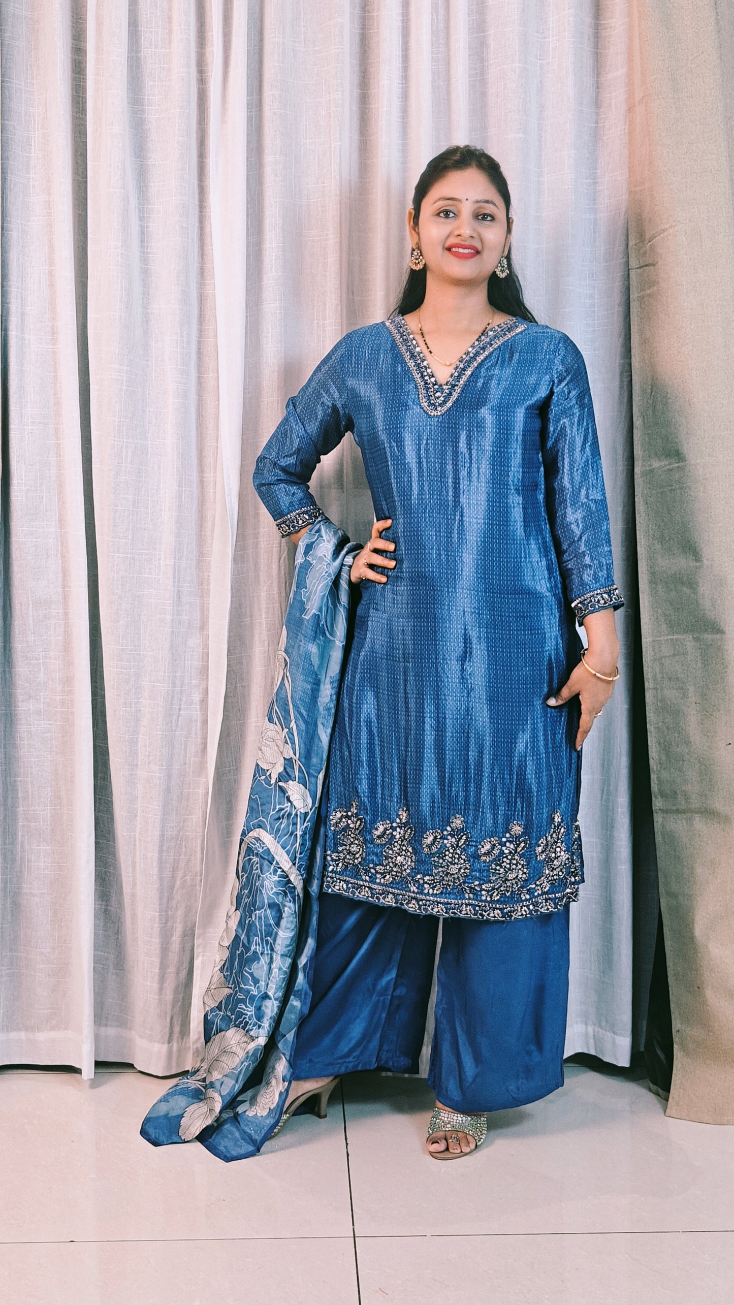 Blue shimmery 3 piece suit