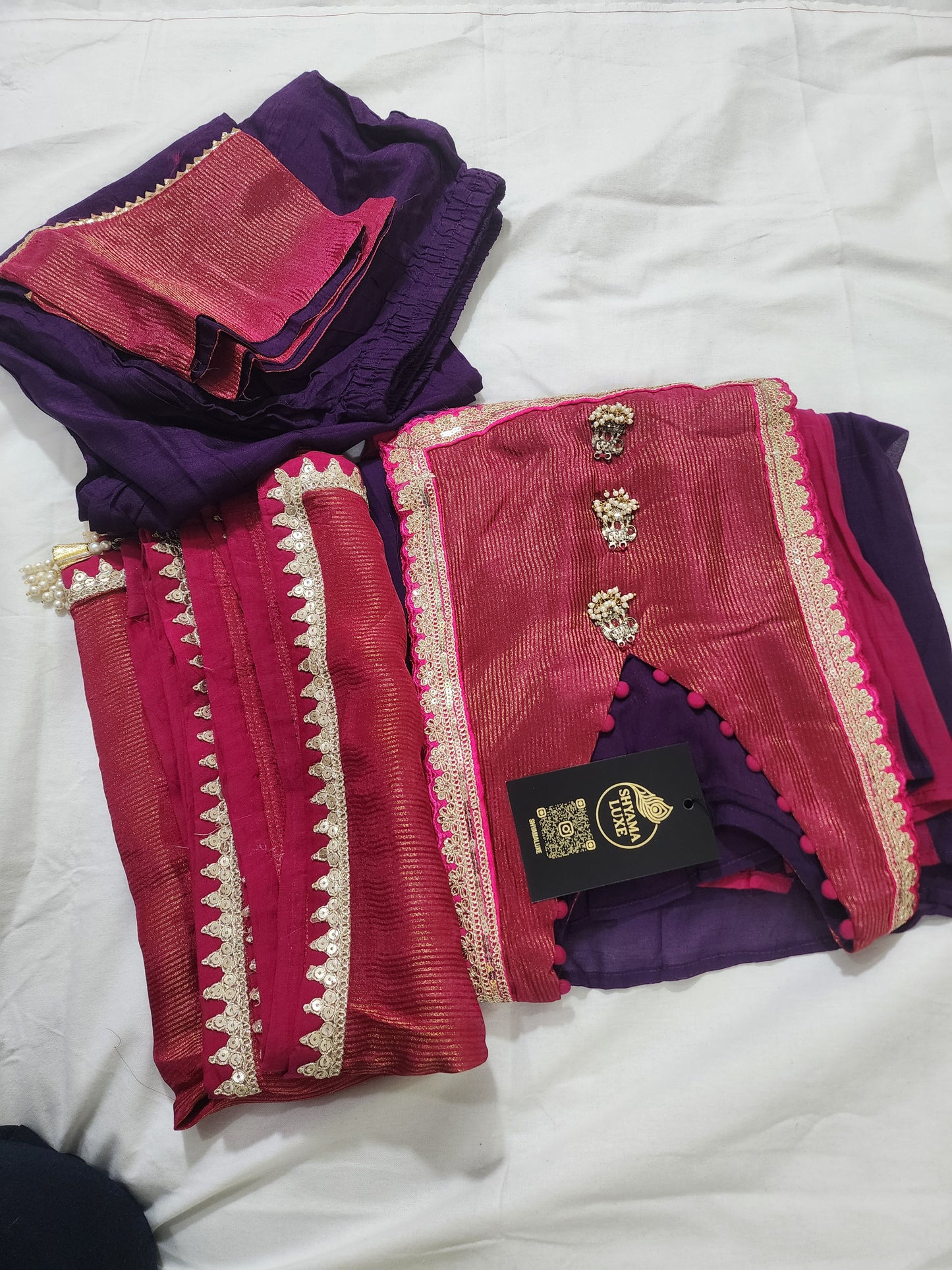 Pink purple frock suit 3 piece