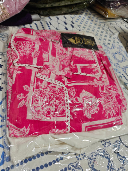 Pink Floral Print Coord Set | 2-Piece Women's Ethnic Kurta & Pants | Casual & Festive Wear