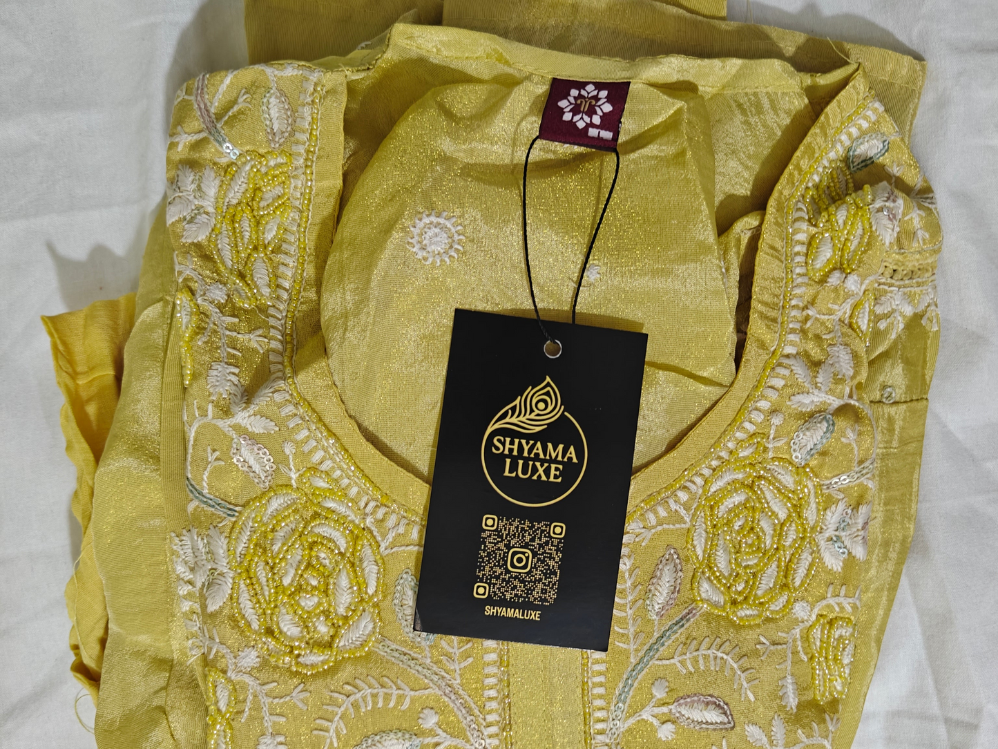 Yellow Shimmer Embroidery Suit | Golden Shimar Anarkali Kurta Set for Women | 3-Piece Ethnic Suit | Festive & Party Wear