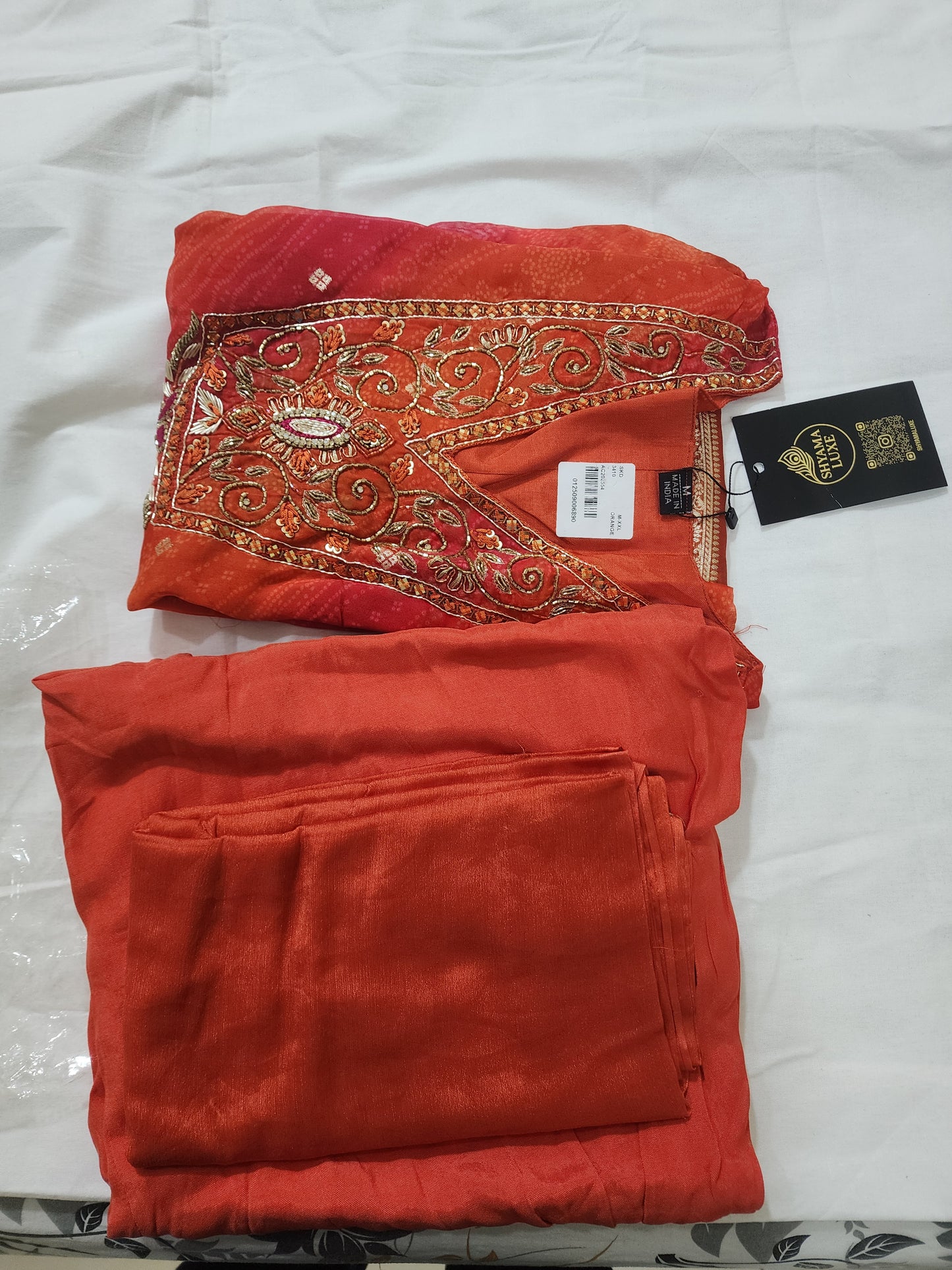 Orange Embroidered 3-Piece Ethnic Suit with Farsi Salwar | Festive Ready | Terracotta & Gold Collection
