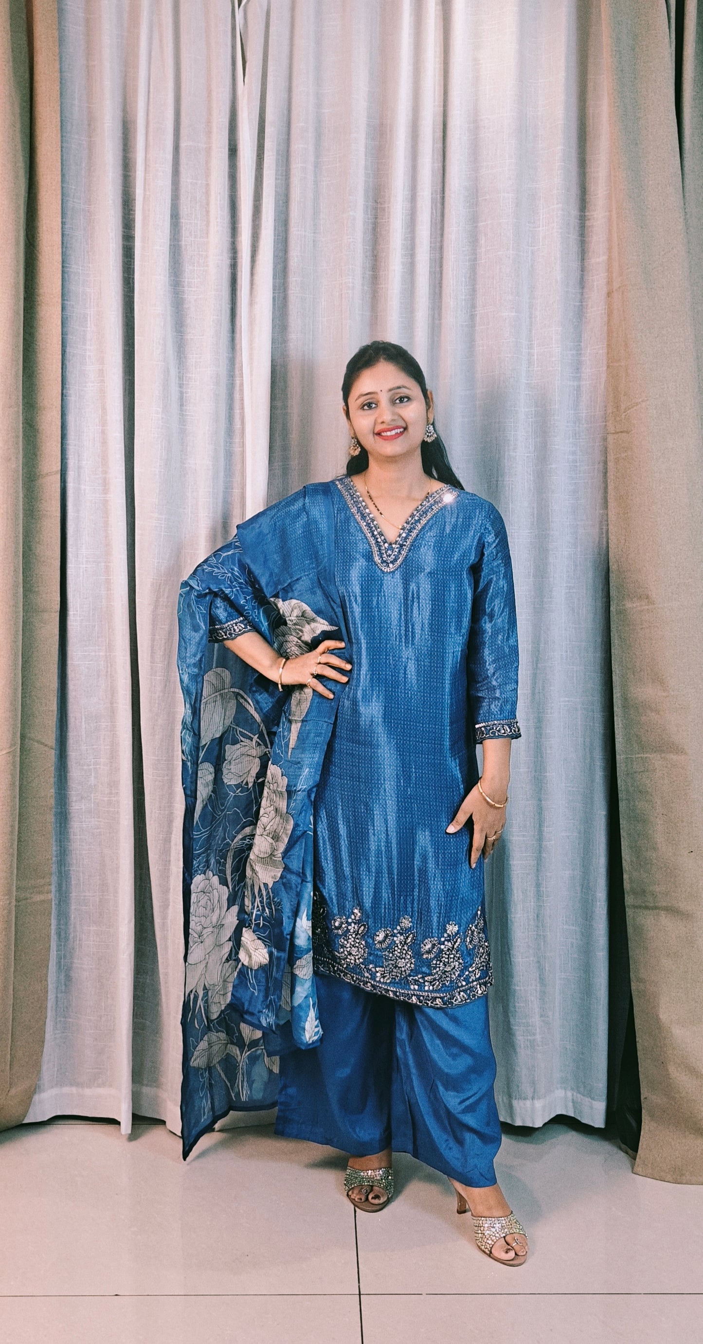 Blue shimmery 3 piece suit