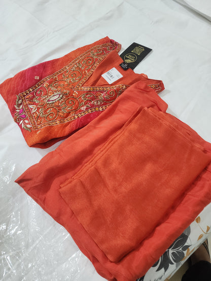 Orange Embroidered 3-Piece Ethnic Suit with Farsi Salwar | Festive Ready | Terracotta & Gold Collection