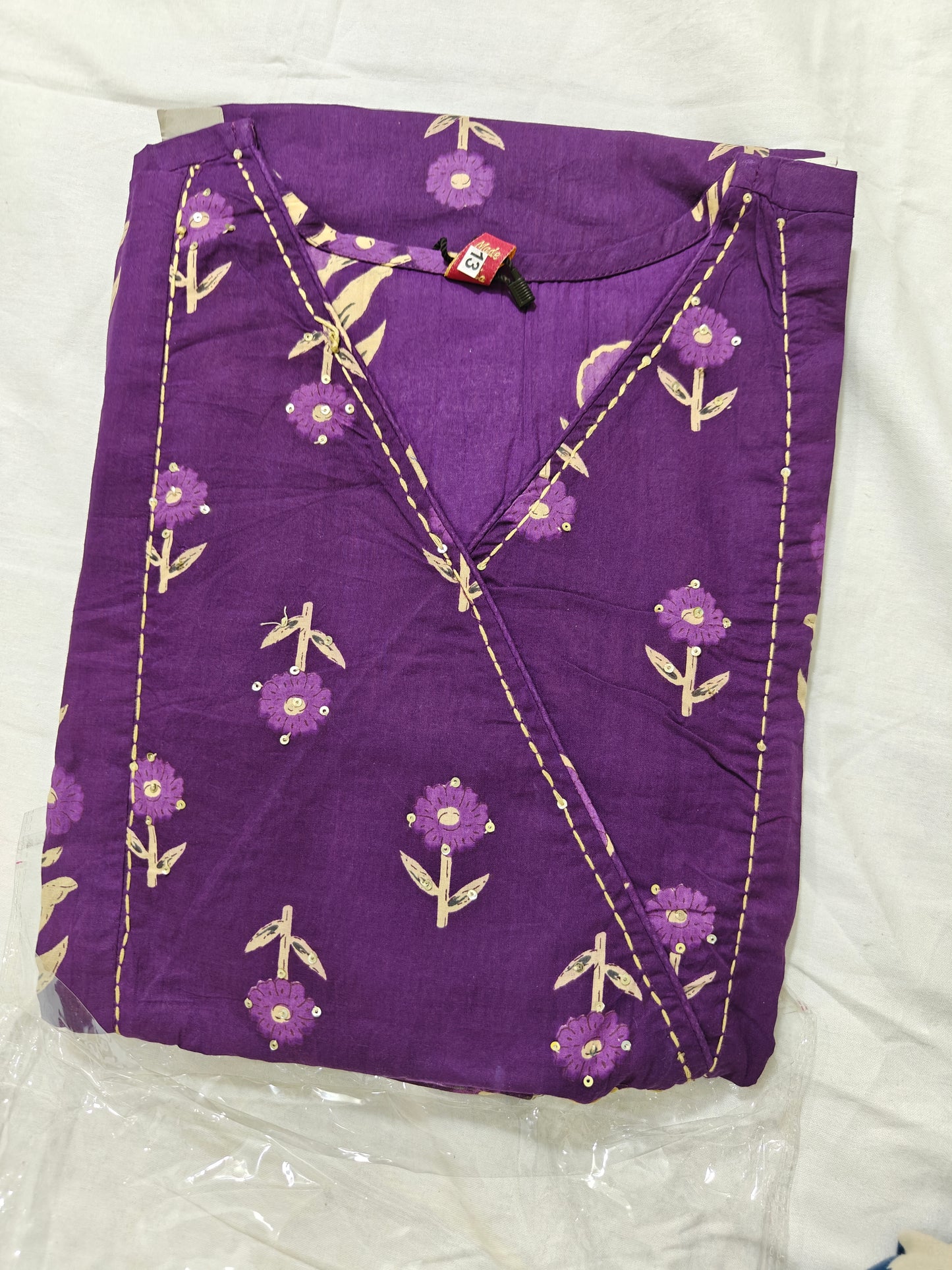 Deep Purple Floral Printed 3-Piece Kurta Set with Gold Motifs | Women's Ethnic Wear | Festive & Casual Collection