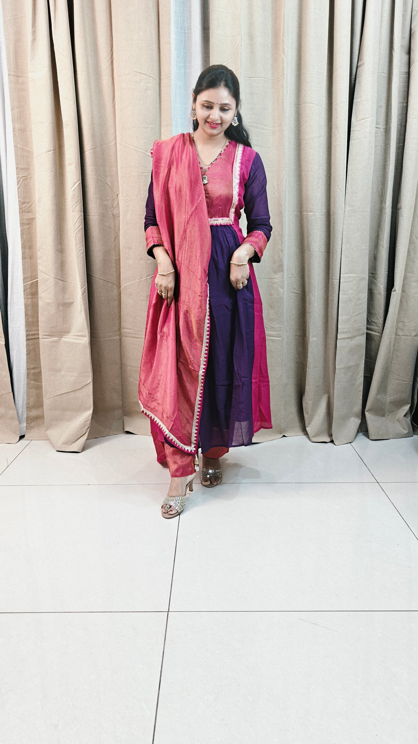Pink purple frock suit 3 piece