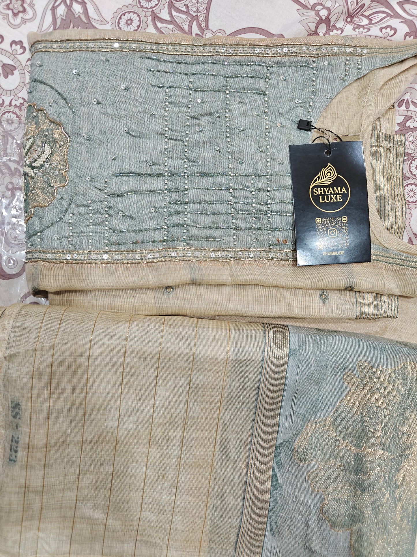 Pure Jamdani Work Designer Suit Set | Handwoven 3-Piece Ethnic Kurta Set for Women | Sage Green Cotton Suit | Festive & Casual Wear