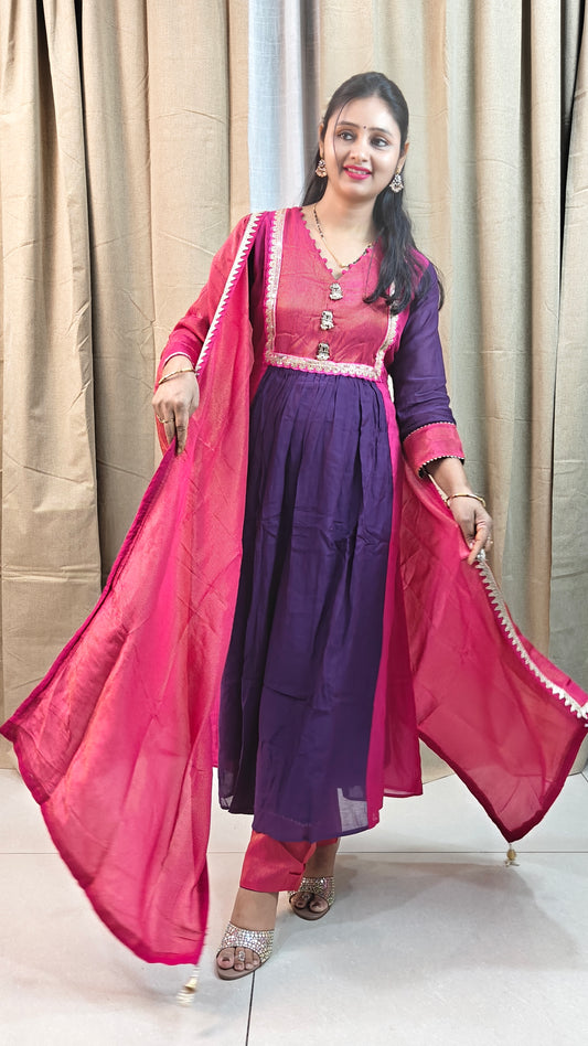 Pink purple frock suit 3 piece