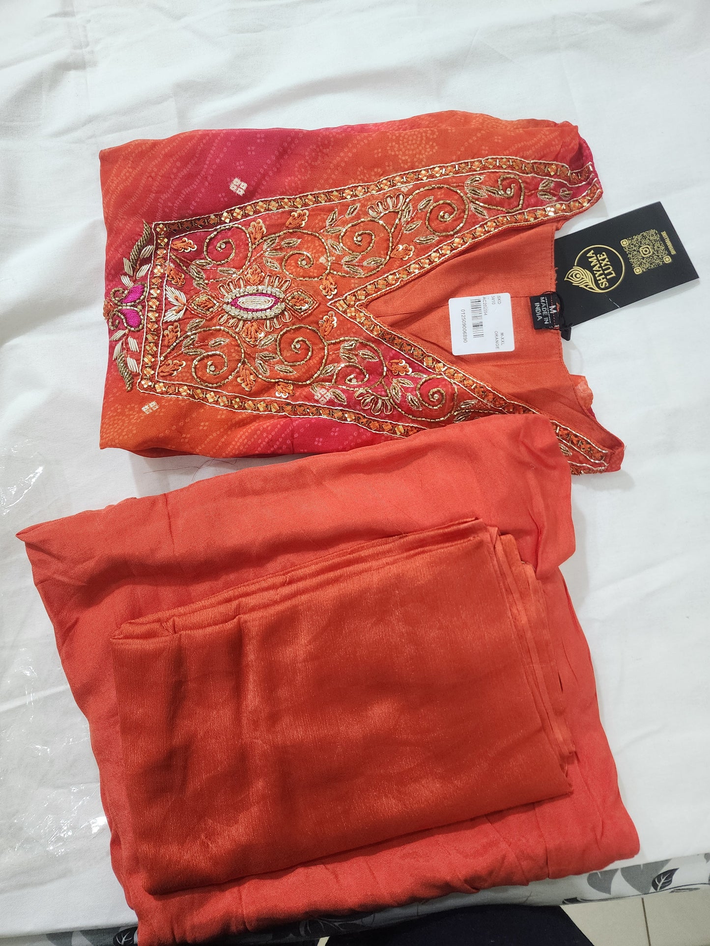 Orange Embroidered 3-Piece Ethnic Suit with Farsi Salwar | Festive Ready | Terracotta & Gold Collection