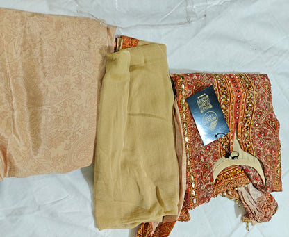 Peach Short Kurta with Brown Palazzo | 3-Piece Ethnic Co-ord Set for Women | Casual & Semi-Formal Wear