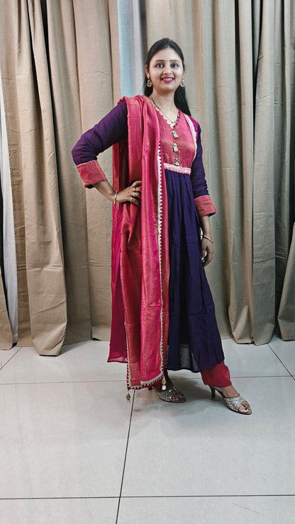 Pink purple frock suit 3 piece